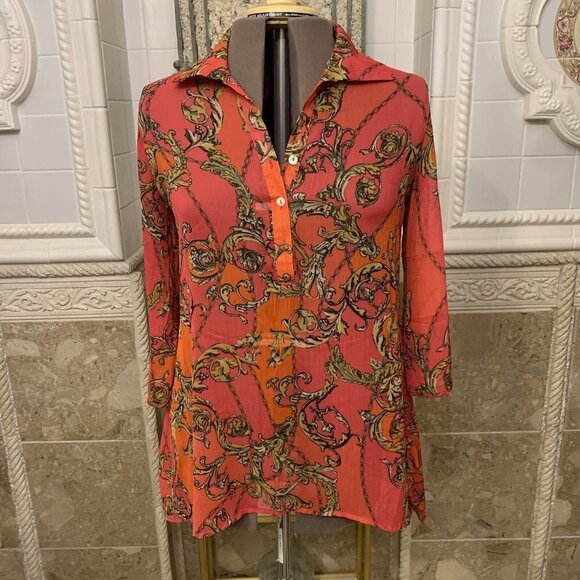 New Directions. Size Medium. Semi Sheer Relaxed Fit Pullover Shirt. B56 - Picture 1 of 5